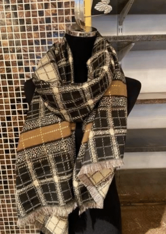 Plaid Fringe Scarf